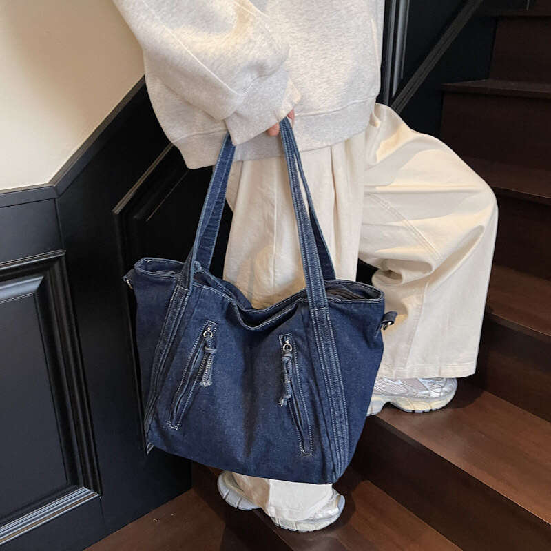 Denim Bags Designer Women for Women 2025 New Trendy Korean and Japanese Style Shoulder Large Capacity Crossbody Commuter Handbag Tote Bag
