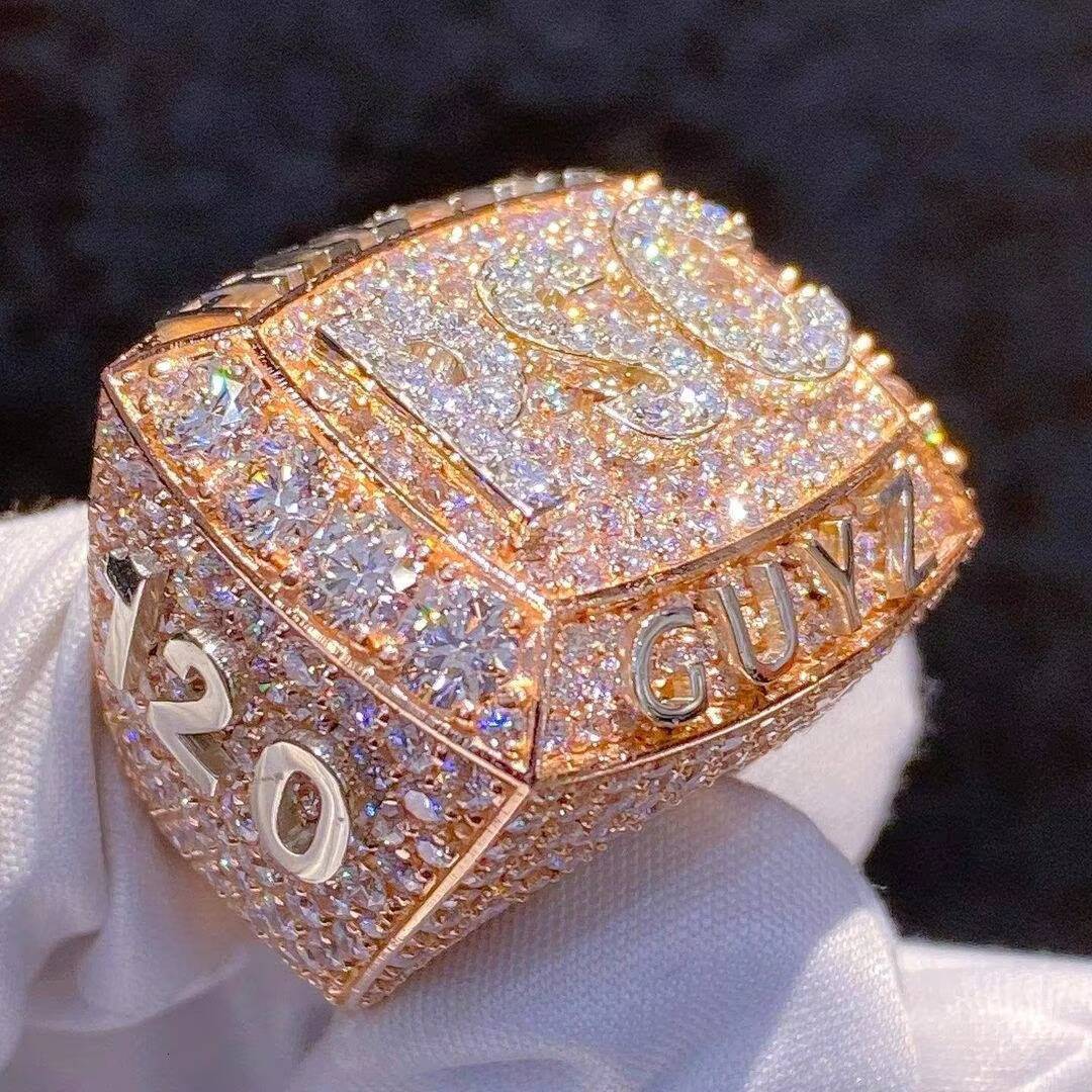 Sterling Sier New Design Custom Rapper Letters Iced Out Bling VVS Mens Moissanite Men Champion Ring