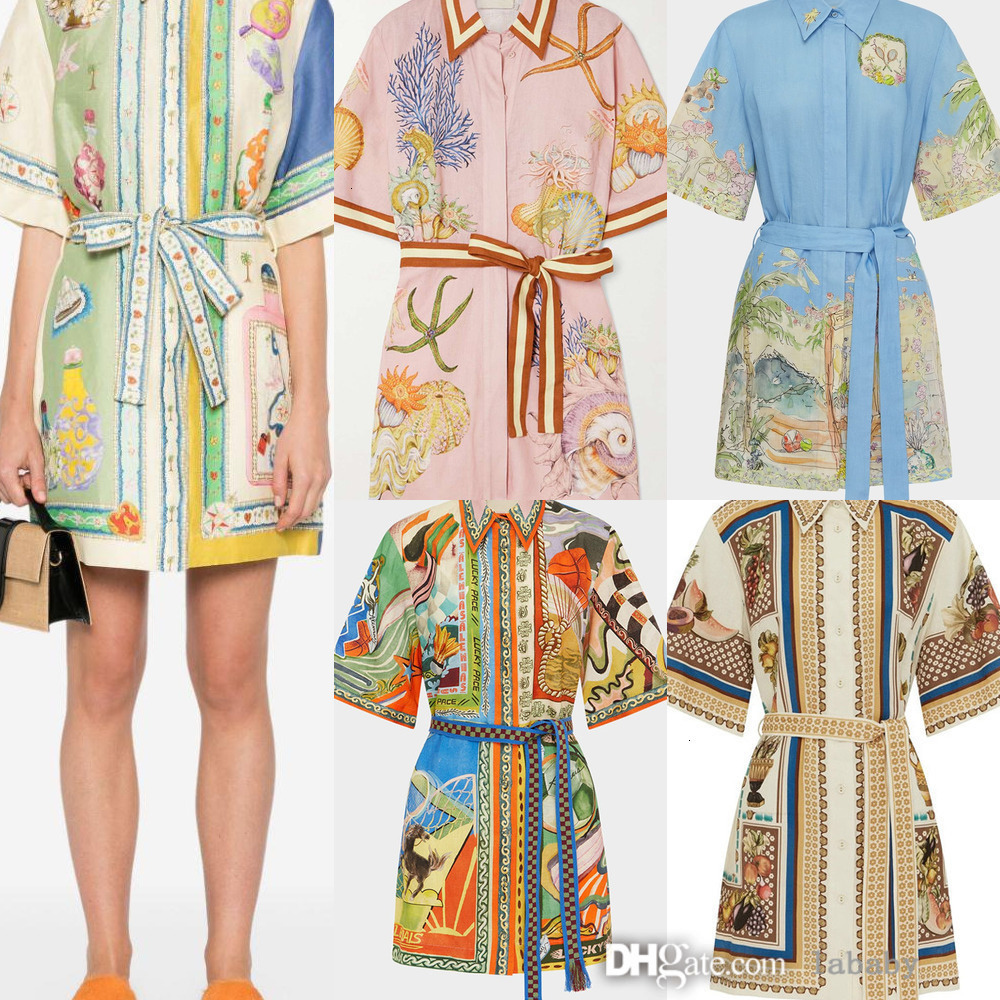 Designer Dress Women Fashion Printed Linen Shirt Dresses For Woman Elegant Spring Summer Versatile Ladies Midi Maxi Beach Dress Outfits