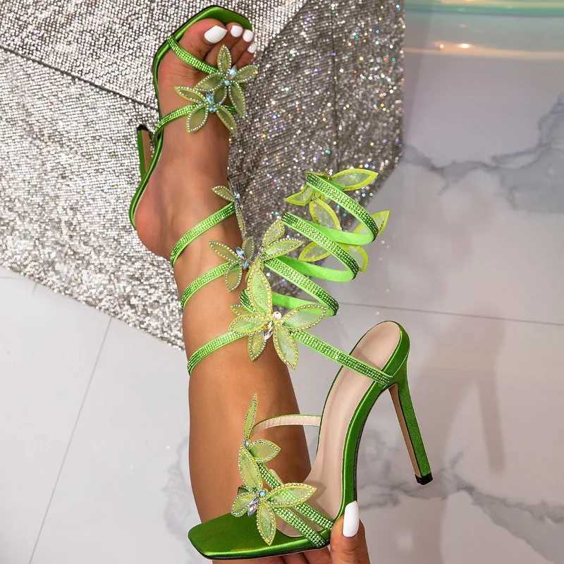Elegant Design Crystal Butterfly-knot Ankle Strap Womens Sandals Sexy Open Toe Thin High Heels Stripper Party Pumps Shoes W250814