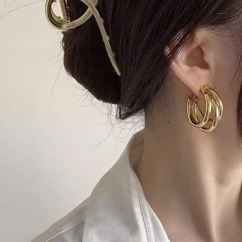 Exaggerate Gold Color C-shed Dangle Drop Earrings For Women Fashion Vintage Round Circle Hoops Earrings Korean Party Jewelry XJ250814
