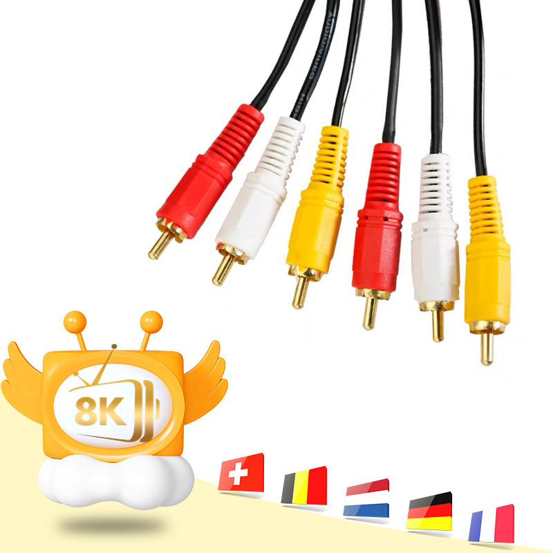 6mm 12mm strong Jack Plug Male to 3 RCA Adapter Audio Aux Cable Video AV Cord for DVD Player Recorder HiFi VCR TV