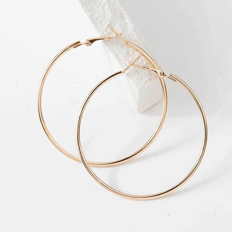 4cm 5cm 6cm Big Round Hoop Earrings for Women Gold Silver Color Exaggerated Smooth Metal Rock Simple Personality Jewelry Earrings XJ250814