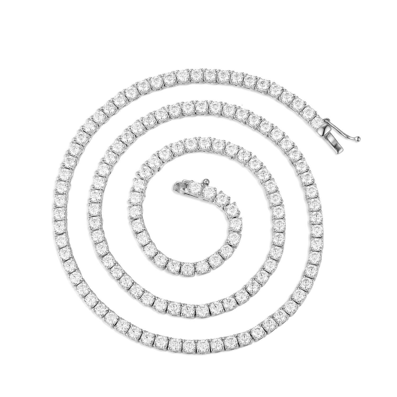 Luxury Hip Hop Fine Jewelry 925 Sterling Silver 2mm 3mm 4mm 5mm 6.5mm VVS Moissanite Diamond Tennis Chain Necklace for Men Women