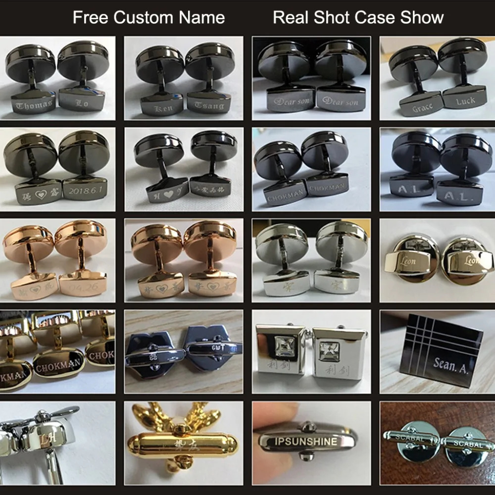 SAVOYSHI Shirt Cufflinks for Mens Cuffs High Quality Round Crystals Cuff links Gift Male Jewelry Free Engraving Name 250812