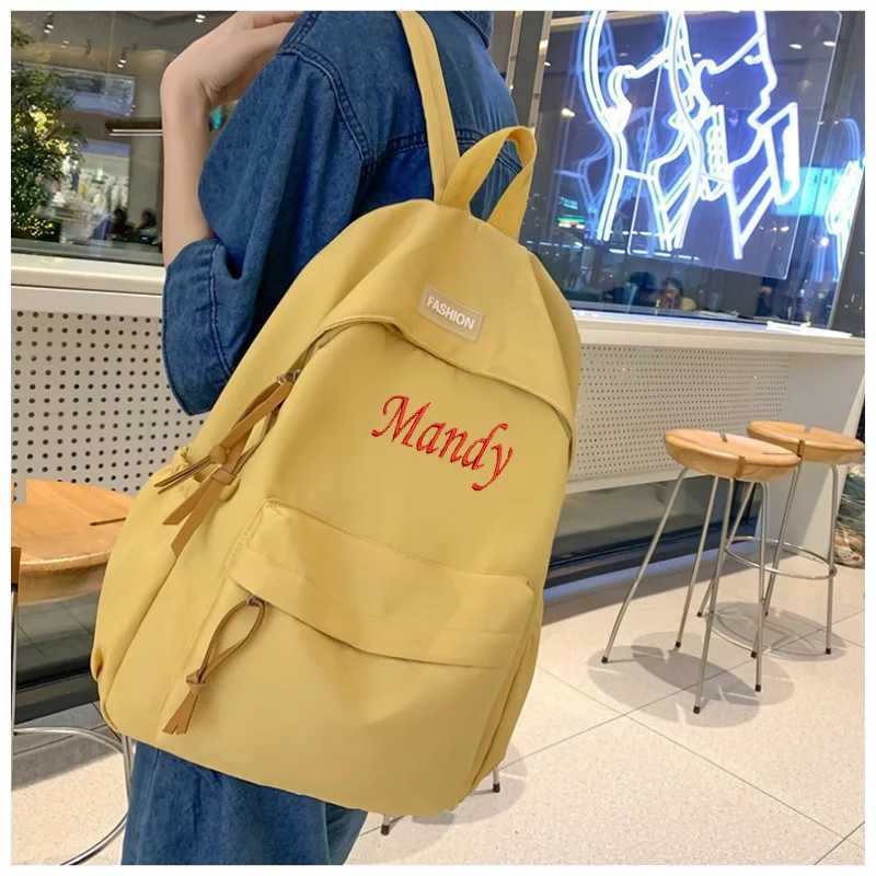 Custom Backpack Personalized Name Women Cartoon Student Schoolbag Large Capacity Travel Bag Solid Color Fashion Backpack XJ250814