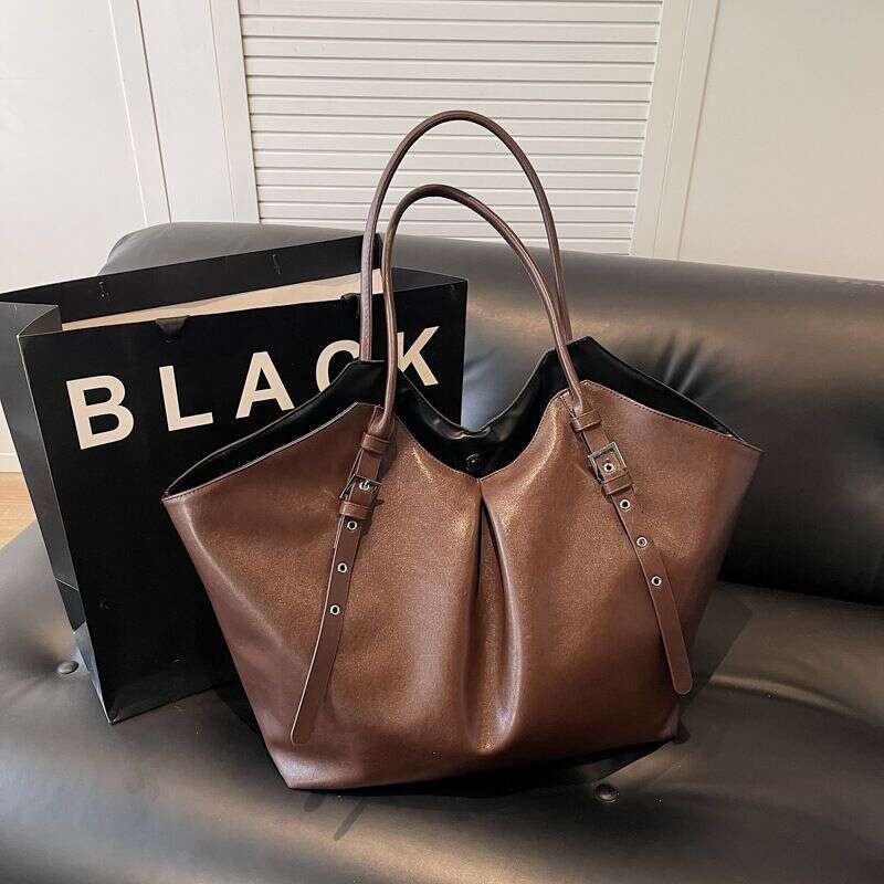 Bags Large Capacity Pleated Tote Women's New Simple Casual Retro Handbag Fashion Underarm Shoulder Bag