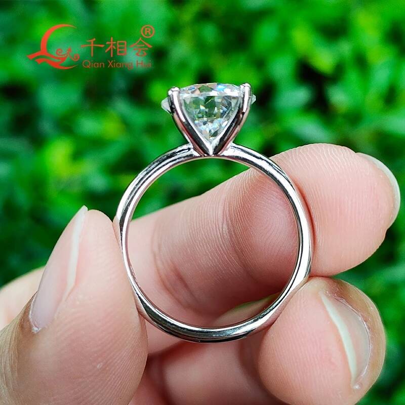 4CT 10mm round Moissanite Womens Ring S925 Silver D VVS White Luxury Style Wedding Engagement Ring Gift for Her