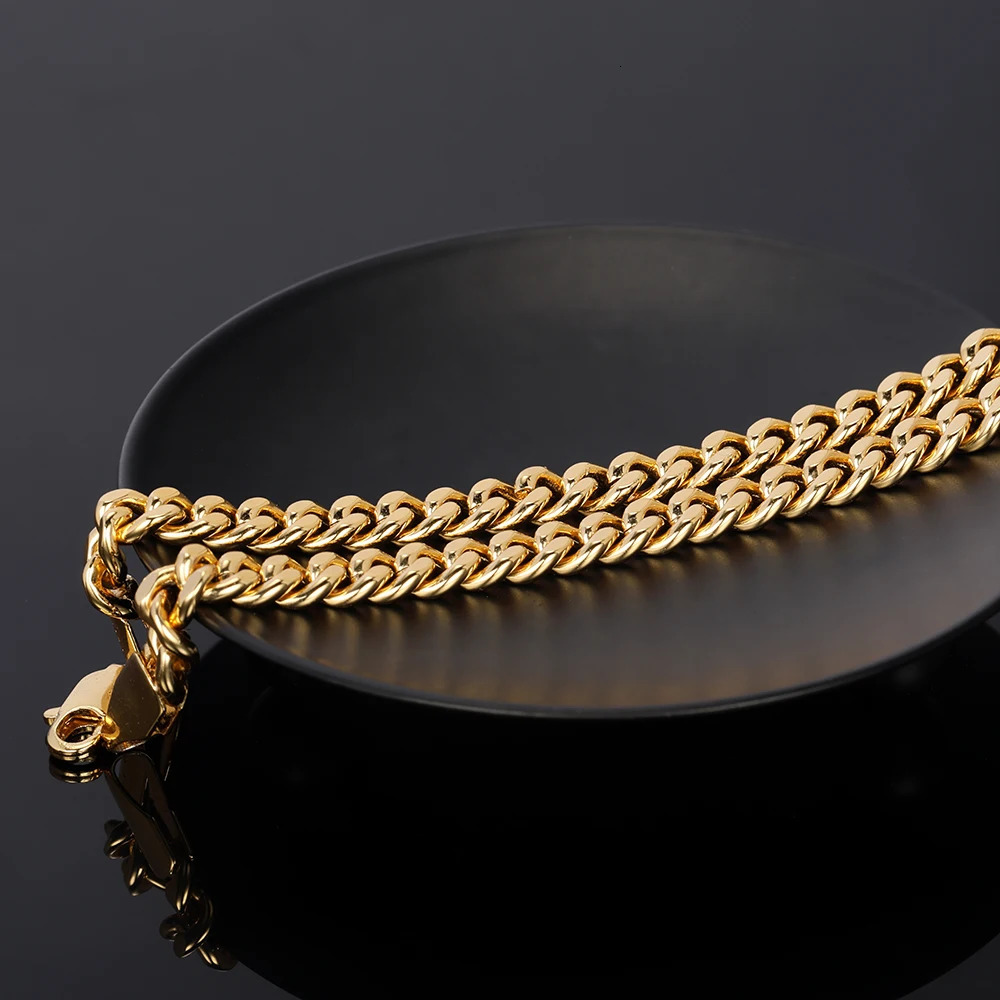 18K Gold Plated Bracelet 925 Sterling Silver Jewelry 5mm Miami Cuban Chain 20cm for Men Women Gifts Punk Style Waterproof USA 250813