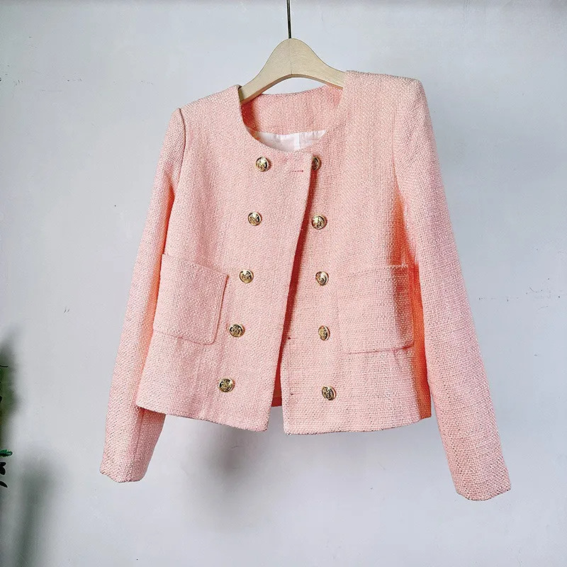 Spring and Autumn New Tweed Wool Knitted High J-Sense Short Top Stylish Double-Breasted Elegance Style Jacket for Women