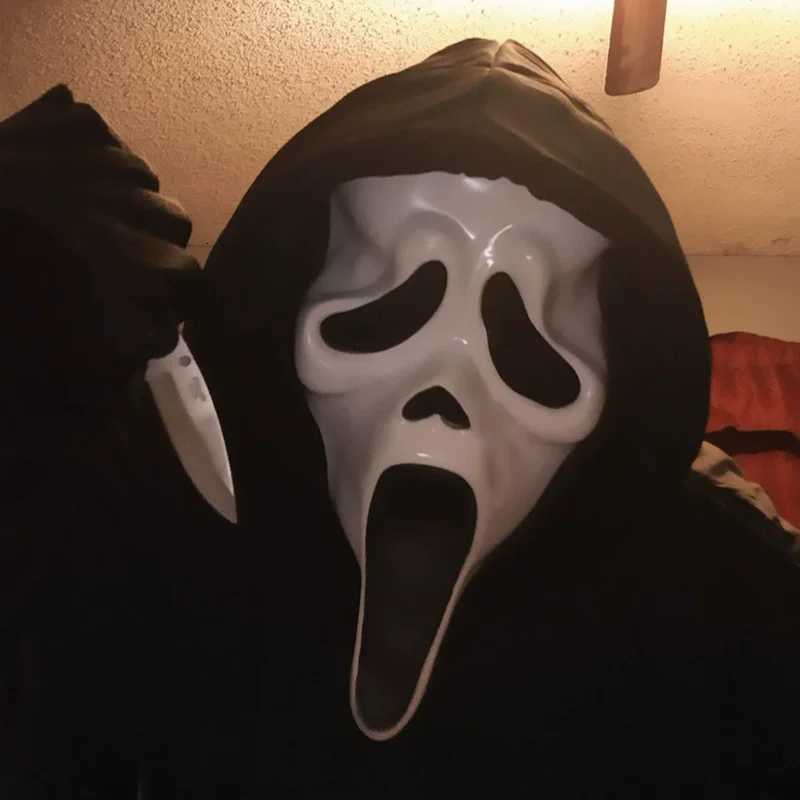Latex Scream Ghostface Mask Horror Full Head Mask Prank Cosplay Costume Scary Movie Ghostface Props Home Decor Party Supplies Y250814