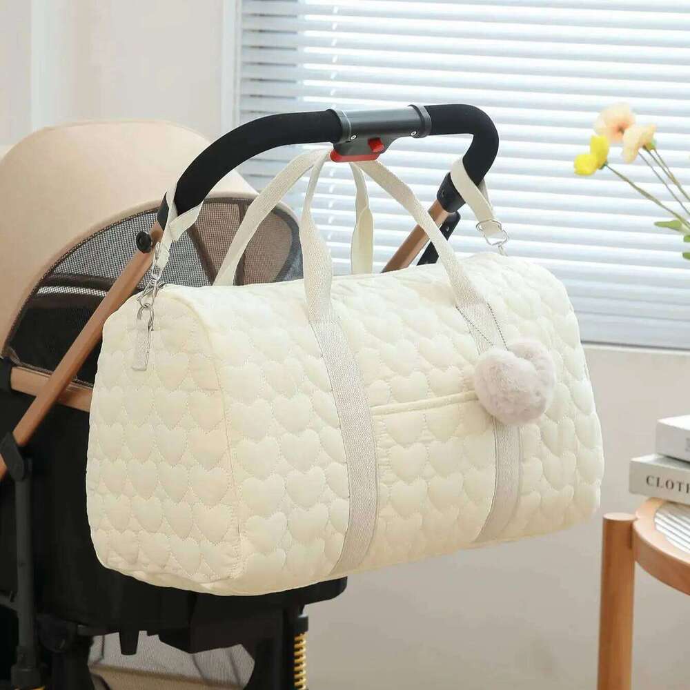Newborn Baby Care Mummy Shoulder Bag Embroidery Quilted Stroller Diaper Storage Organizer Large Handbags