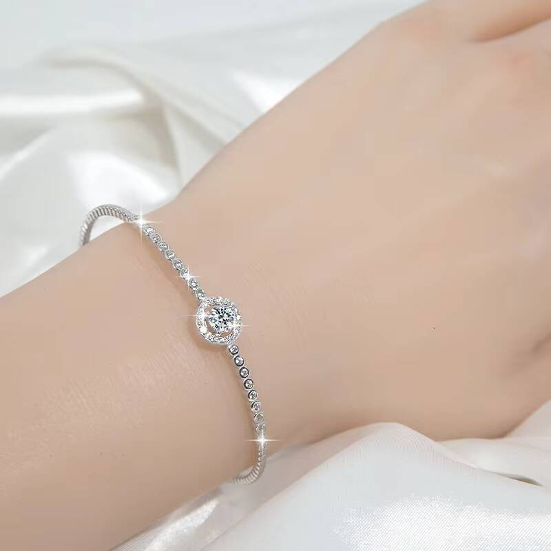 Women's Fashion Sier Tennis Charm Bracelet Fine Moissanite Jewelry for Women