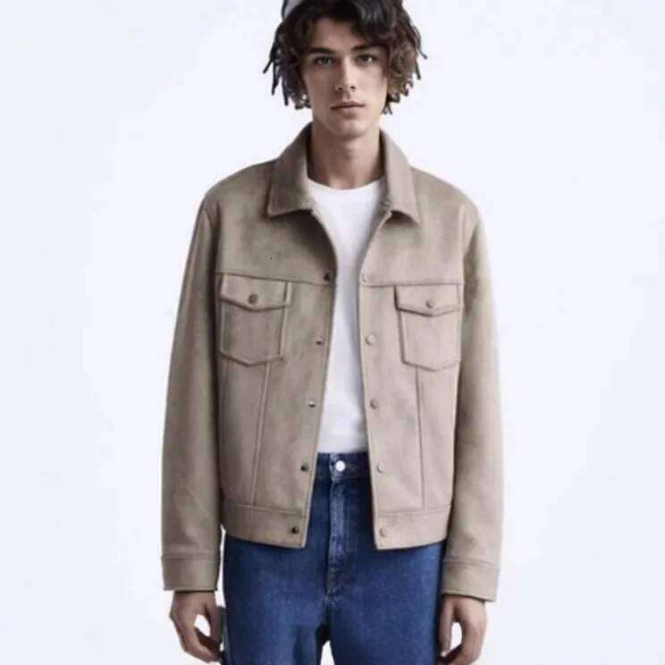 Vintage American Style Men's Cropped Casual Thin Summer Jacket With Pocket Veet Surface For Wholesale