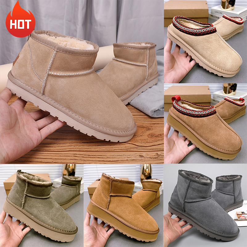 Tazz Slippers for Men Women boots Designer Tasman Snow Winter Sheepskin Boots Platform Fur Slipper Mens Womens Slides Classic Ultra Mini Suede Wool Ankle Booties