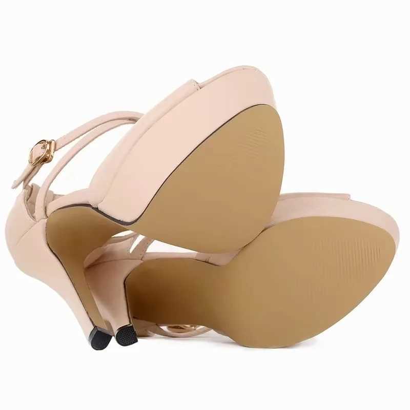 Women Ankle Strap Sandals Pumps Fashion Platform Peep Toe Matte Leather Stilettos Buckle Bride Shoes Sexy Extremely High Heels W250814