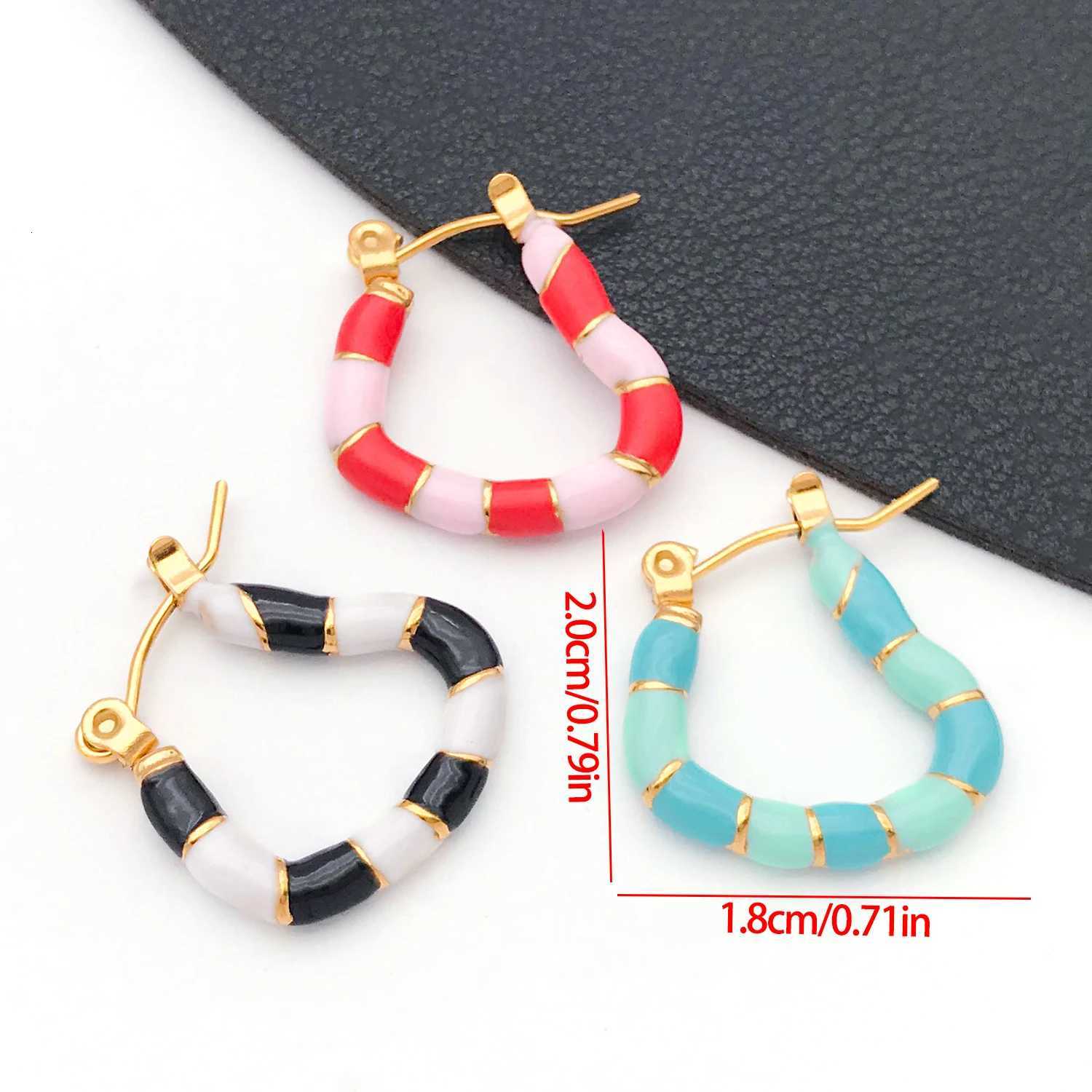 2pcs Stainless Steel Earrings Simple Geometry Colorful Enamel Bamboo Hoop Earrings for Womens Daily Wear Jewelry Accessories XJ250814