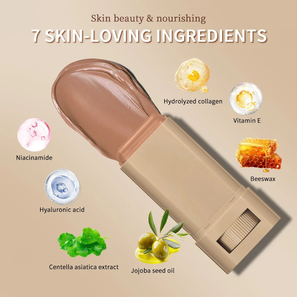 Foundation Tint Stick Balm Serum Boosted Skin Tint Silky Texture Foundation Stick Plumper Travel 6 Colors Stick Ma 250813