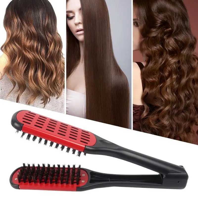 Hair Straightener Comb Boar Bristles Clamp Hair Brush Boar Bristles Clamp Double Sided Brush Hair Straightener For Barber Shops W250814