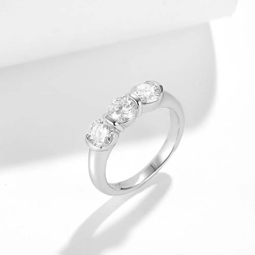 KNOBSPIN 5mm Round Moissanite Ring s925 Sterling Silver 18K White Gold Plated GRA Certified Diamond Engagement Rings for Women