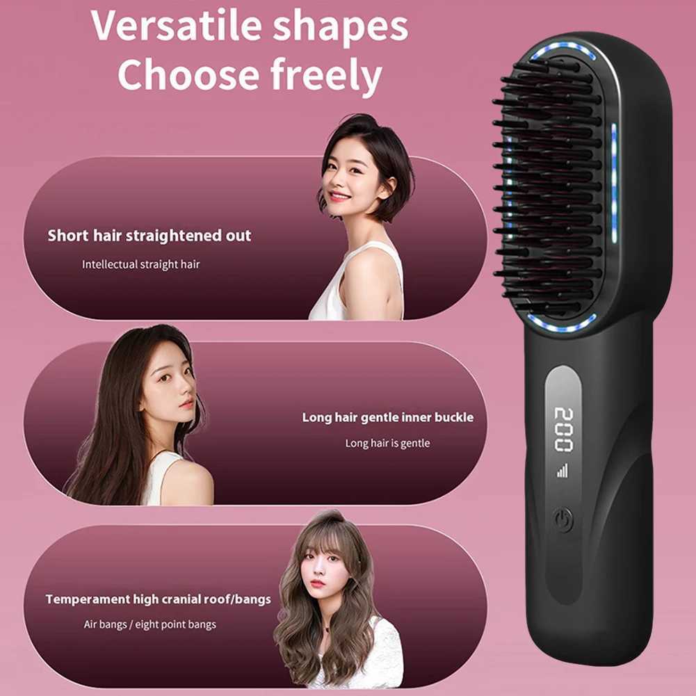 ionic Hair Straightener Brush Anti-Scalding Detangling Comb for Daily Use W250814