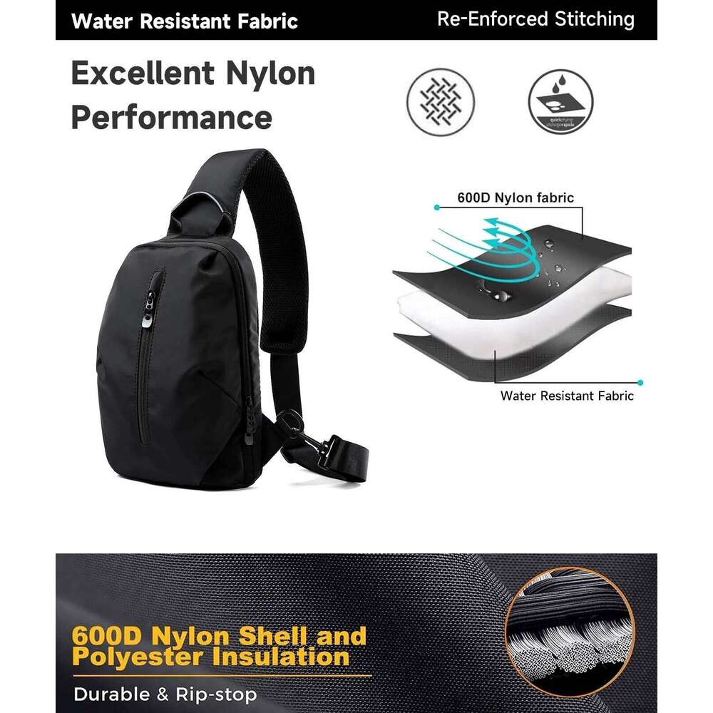 MOYYI Simple Fashion Waterproof Nylon Man Sling Best Lightweight Crossbody Chest Women Sport Travel One Shoulder Bag