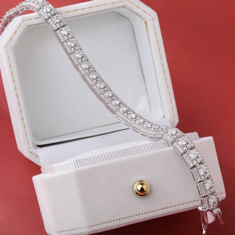 BXINY All Moissanite Bracelets 100% S925 Silver GRA Certified Lab Diamonds for Women Men Engagement Wedding Luxury Jewelry Gifts