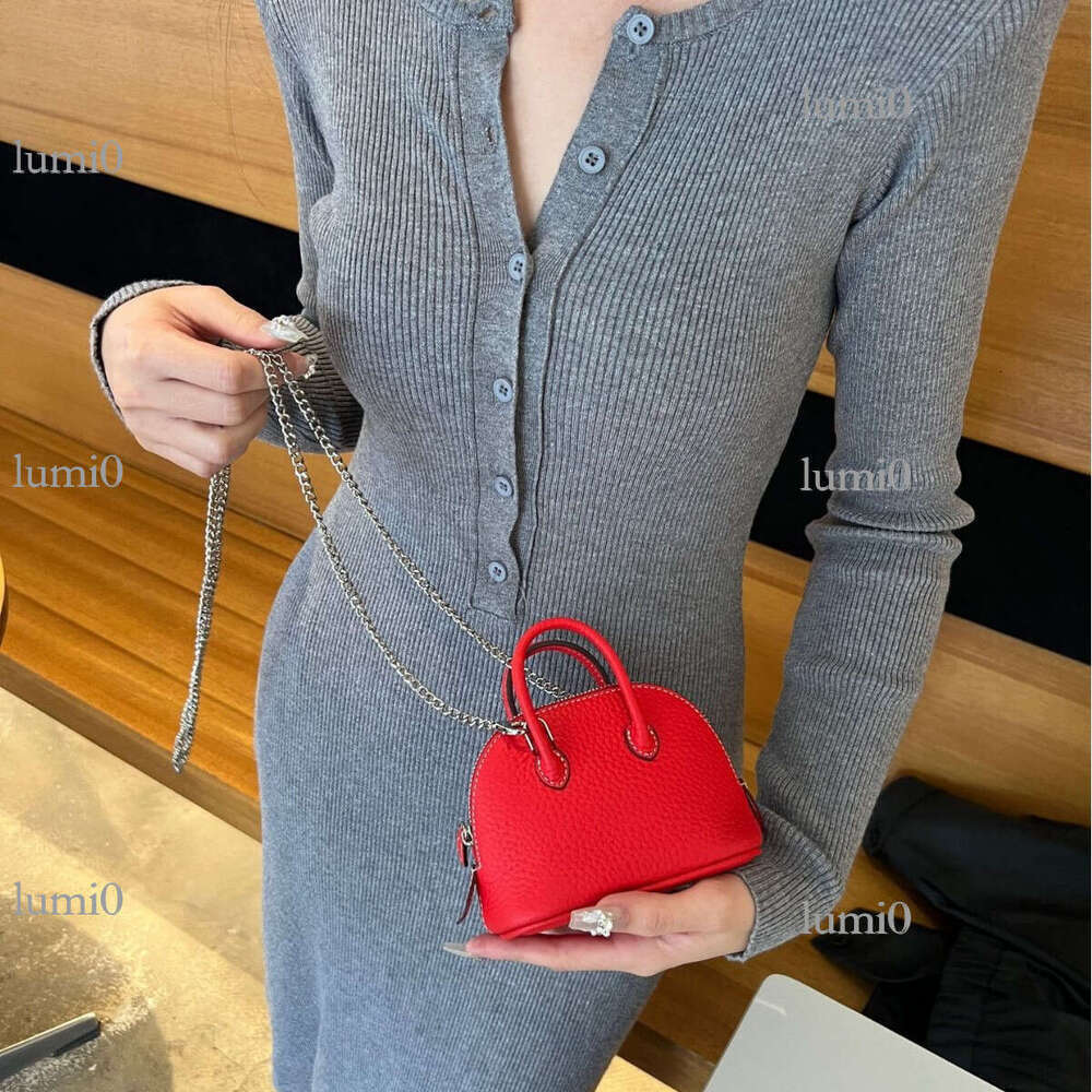 Versatile Mini Shell Top Layer Cowhide Bowling Genuine Leather Women's Handbag Shoulder Crossbody Chain Bag for Women