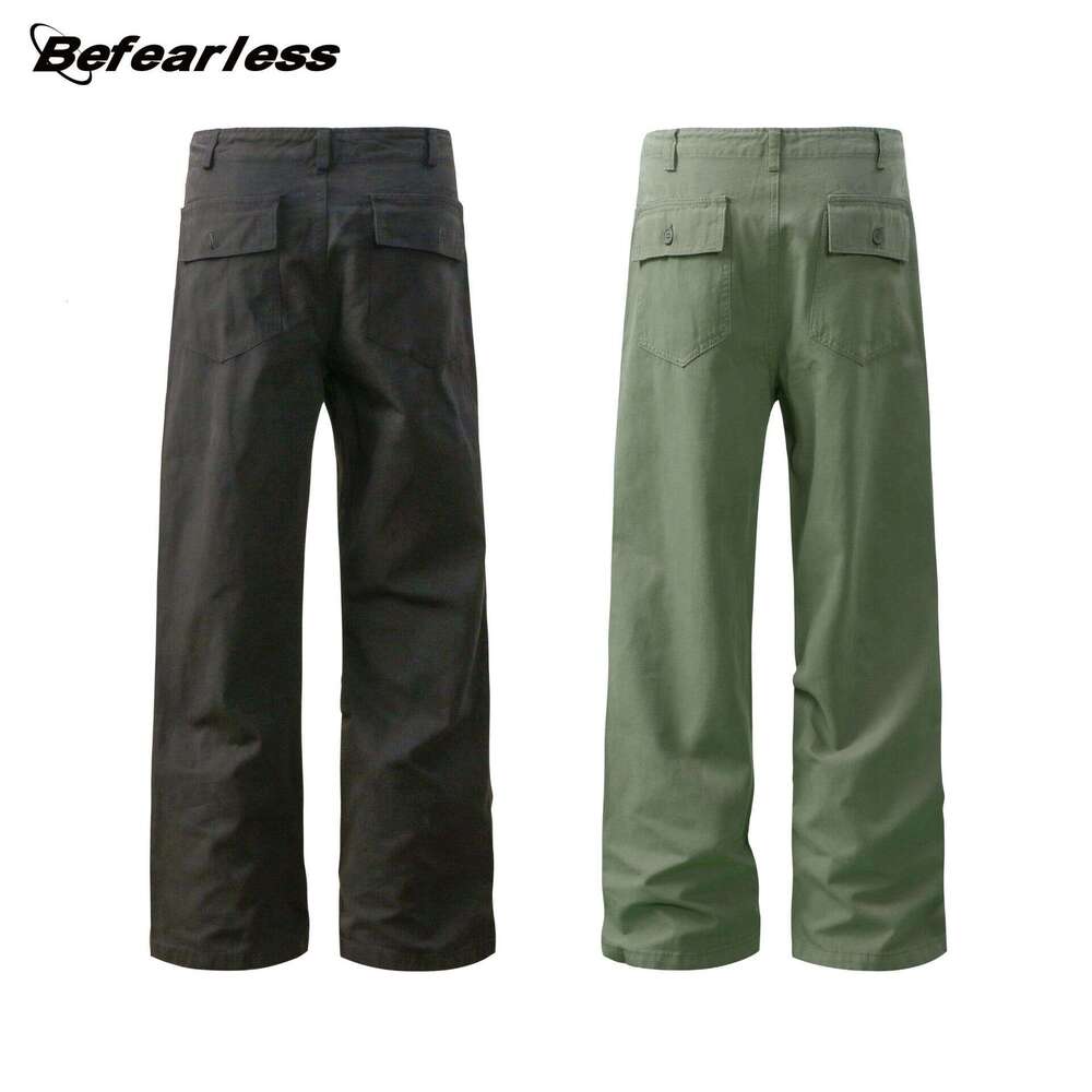 American Style Washed Vintage Straight-Leg Cargo Trendy Brand Unisex Loose Basic Wide-Leg Casual Pants B5