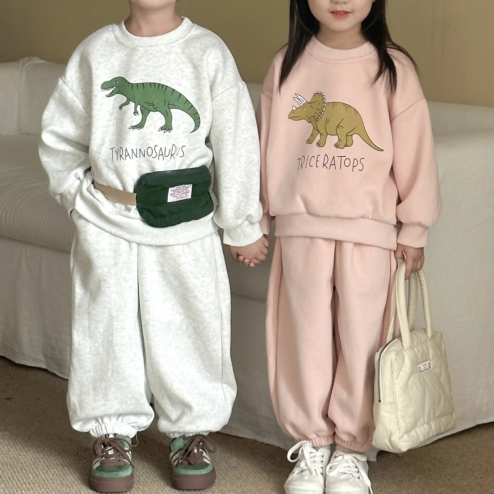 Toddler Girls Autumn Sport Set Cartoon Printed TopElastic Waist Pant Baby Girls Set Round Neck Loose 1-10Y Girls Sweatshirt Set 250813