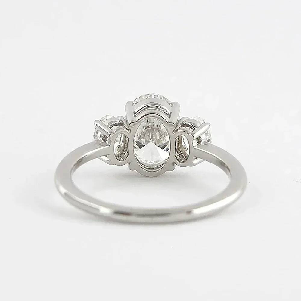 3/6cttw Real Moissanite Engagement Ring with Certificate 3-Stone Oval Cut Diamond Wedding Ring for Women 925 Silver Fine Jewelry