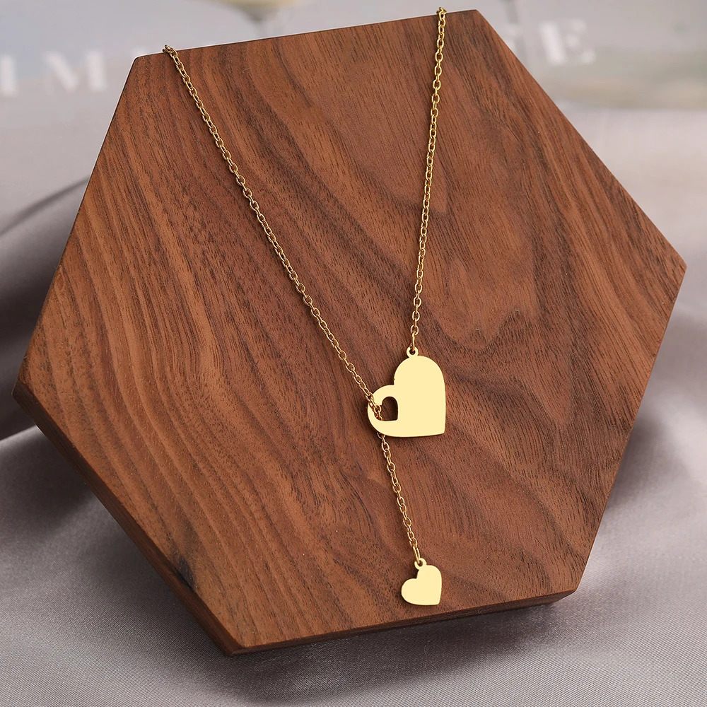 Stainless Steel Necklaces Sweet Heart Pendants Chains Charms Choker Fashion Necklace For Women Jewelry Wedding Party Girls Gifts 250811