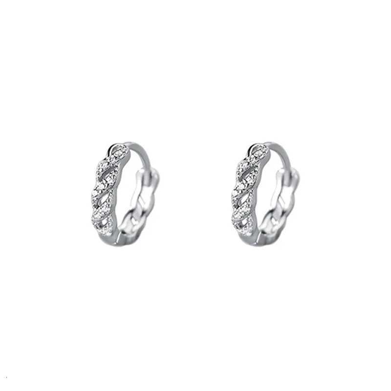 Real 925 Sterling Silver Irregular Zirconia Hoop Earrings for Women Fine Jewelry Light Luxury Allergy Minimalist Accessories XJ250814