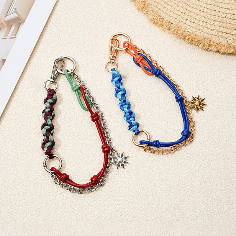 Fashion Leather Handmade Pendants for Bags Multi-functional Detachable Rope Woven Metal Chain Lanyard Bag Hanging Accessories 250813