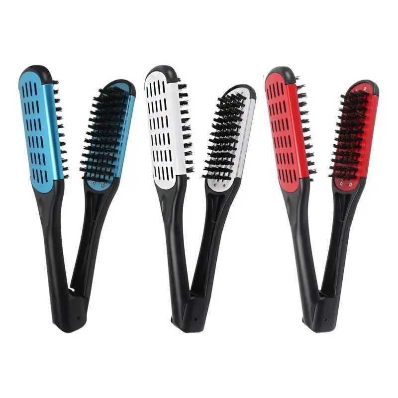 Hair Straightener Comb Boar Bristles Clamp Hair Brush Boar Bristles Clamp Double Sided Brush Hair Straightener For Barber Shops W250814