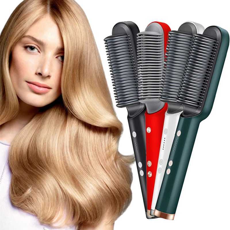 Electric Heating Comb Hair Straightener Comb Negative Ion 5-Speed Temperature Portable Fast Heating Electric Straightening Brush W250814