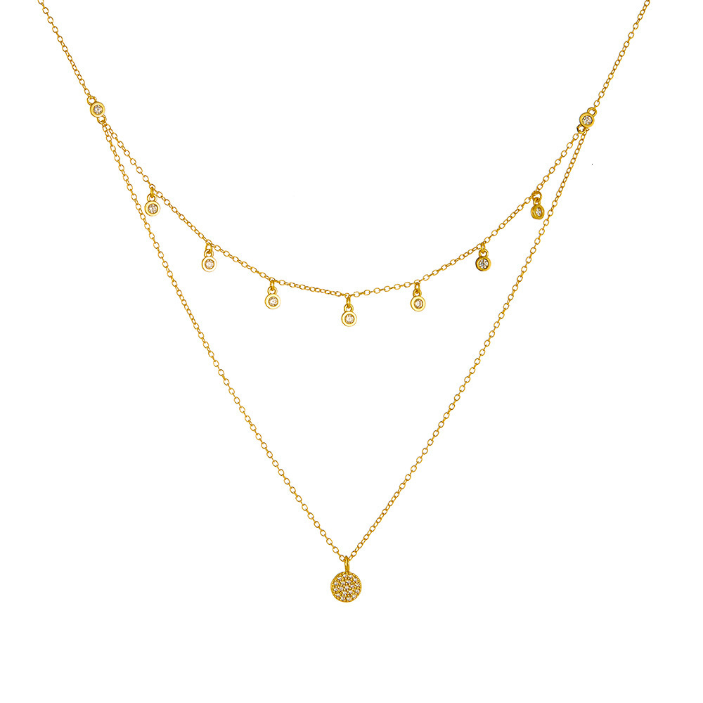 Jewelry INS Style Pure Sier Double Layer Necklace for Women Versatile Simple Polka Dot Zircon Short Clavicle Chain Jewelry for Women