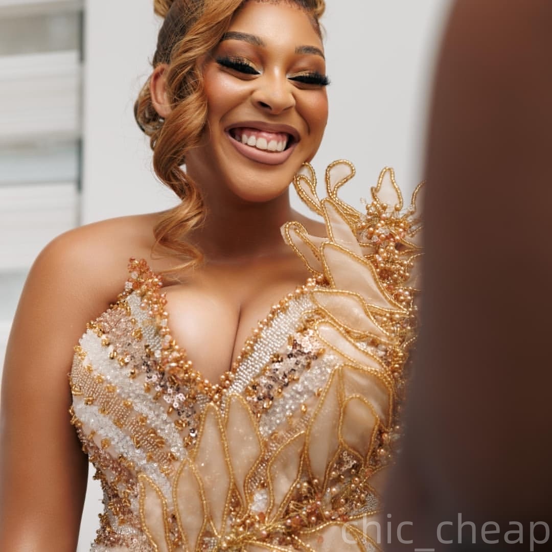 Champagne Mermaid Prom Dresses 2025 Illusion Florals Beaded Evening Formal Party Second Birthday Engagement Gowns Plus Size Dress For Special Occasion