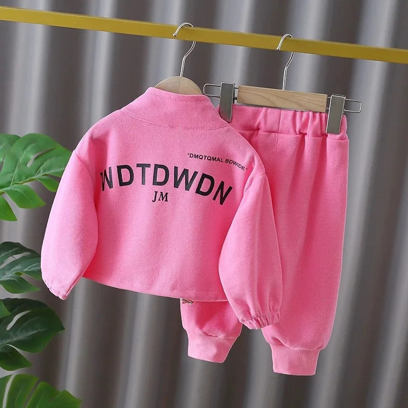 Childrens Spring Autumn Set Girls Fashion Korean version letter ZipperTwo Piece Infant Sports and Leisure Set 0-6Y 250813