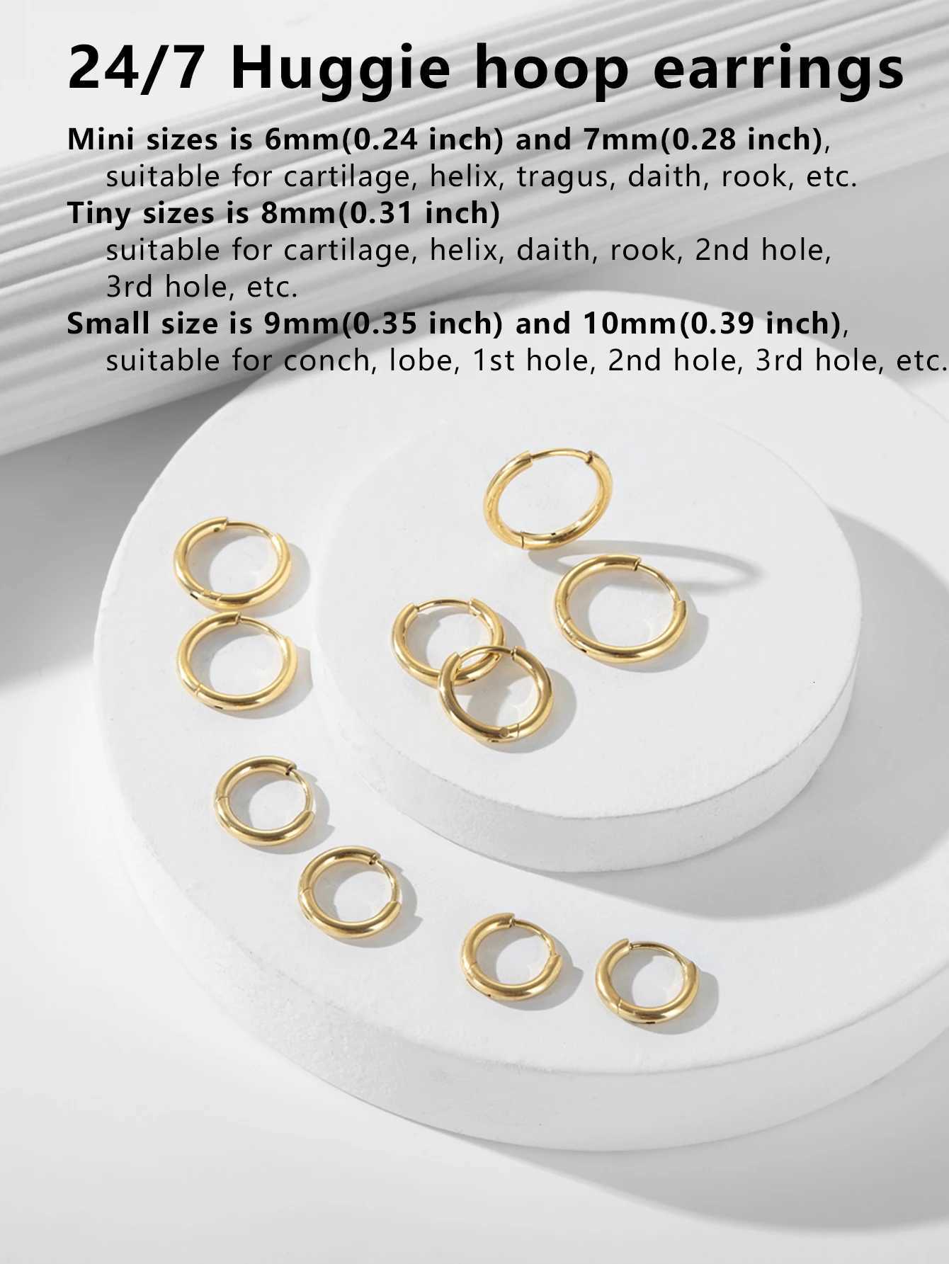 5 Pairs Small Hoop Earrings for Women 18K Gold Plated Surgical Stainless Steel Huggie Hoop Earrings for Cartilage Helix TragusXJ250814