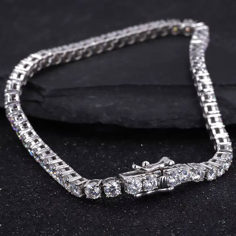 Premium Custom Jewelry Silver Plated White/yellow/rose Gold 4mm Round Moissanite Fancy Gold Tennis Chain