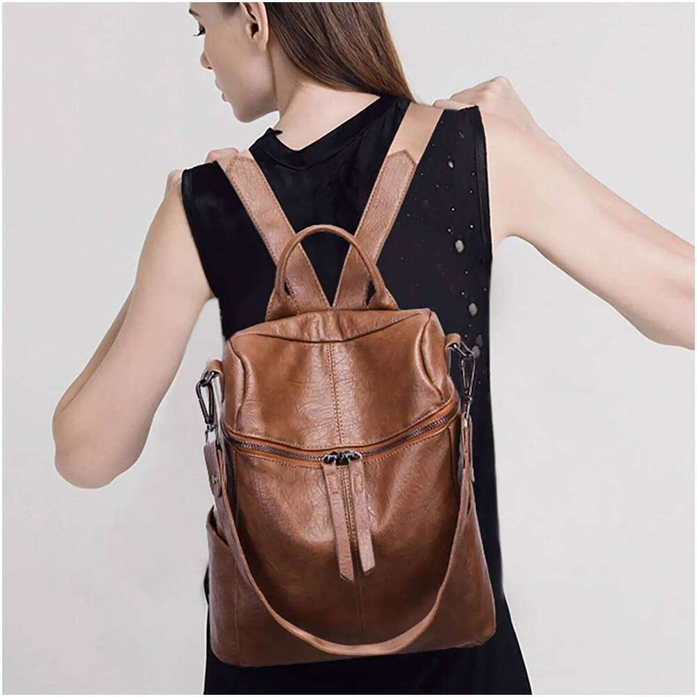 New Women Leather Handbag Soft Face Fashion Retro College Backpack Large capacity fashion bag