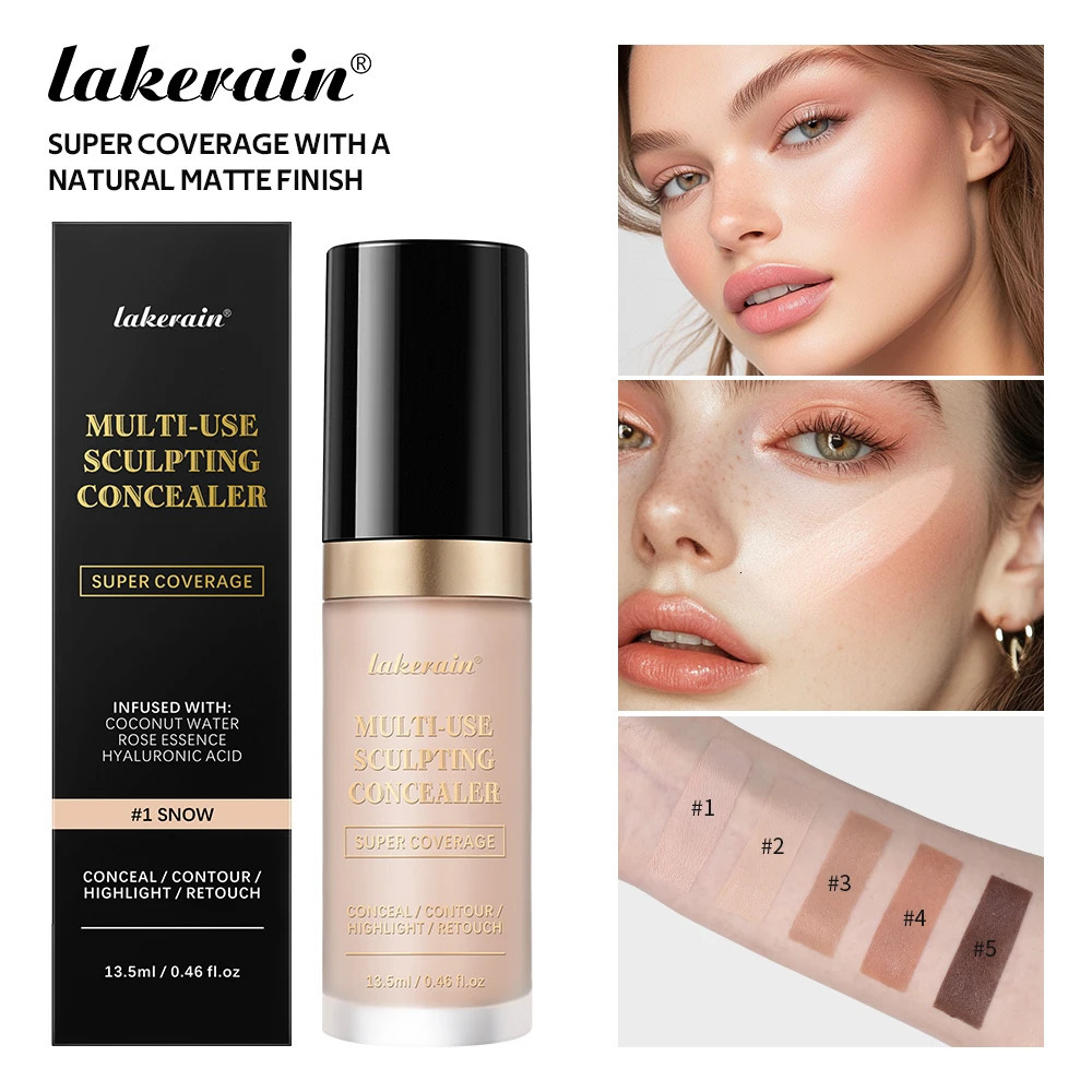 lakerain 5 color multipurpose concealer natural finish brighten skin tone cover dark circles concealer liquid 250813