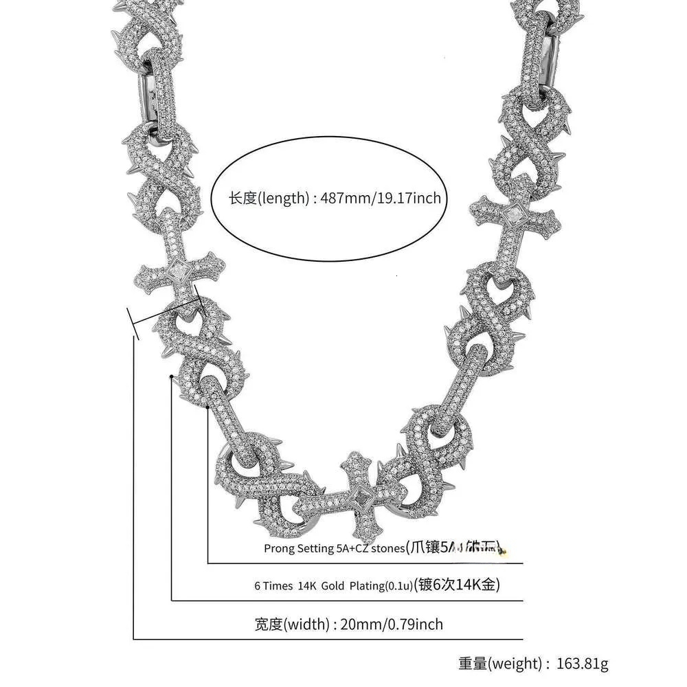 Hip-hop style 8-shaped embroidered cross necklace. Colombian chain-style pendant. Set with moissanite. Ice crystal inlay version. Personalized men