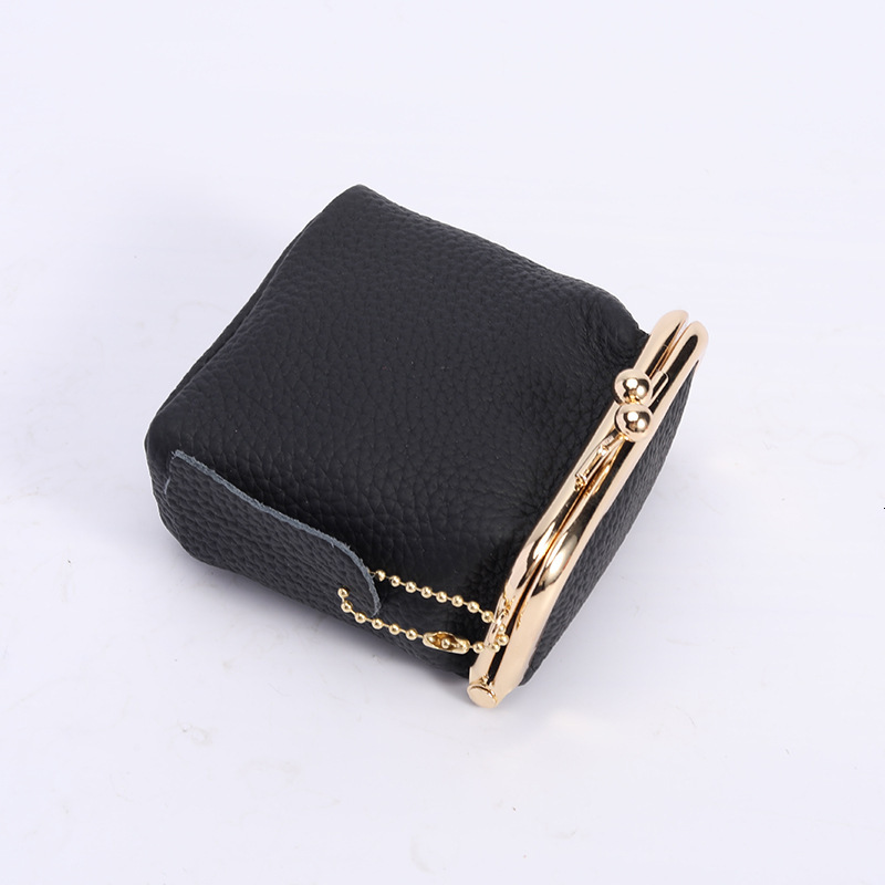Genuine Leather Mini Lychee Pattern Lipstick Case Ins Style Multifunctional Storage Bag Coin Purse Wallet