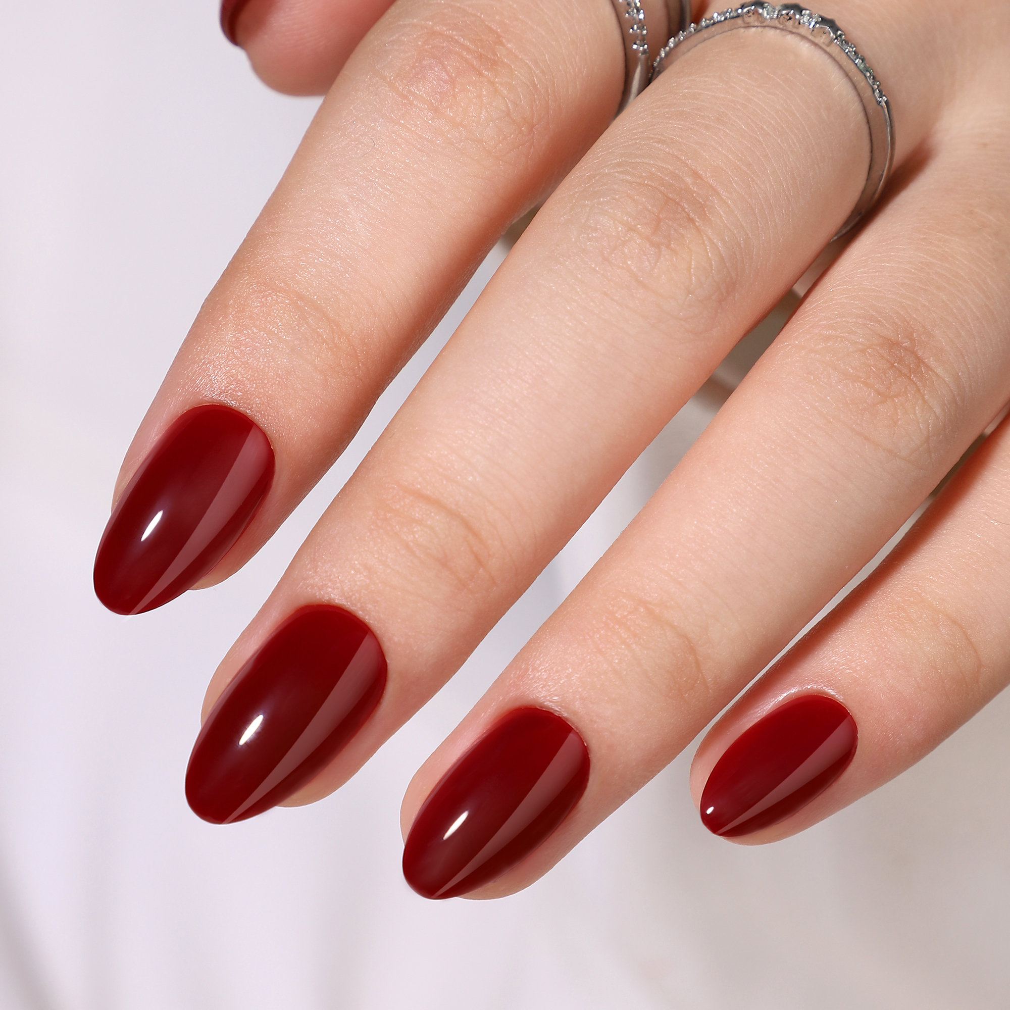 Burgundy Acrylic Gel Tips for Manicure Set Includes Adhesive + Variety Packaged Collection
