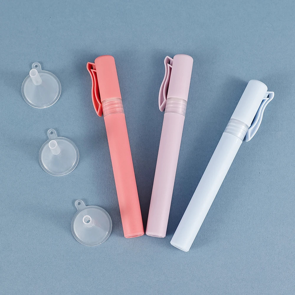 3pcs 10ml0.3oz Spray Bottles for Perfume Travel Cosmetic Frosted empty refillable colored Plastic Pen Shape with 3 Funnels 250813