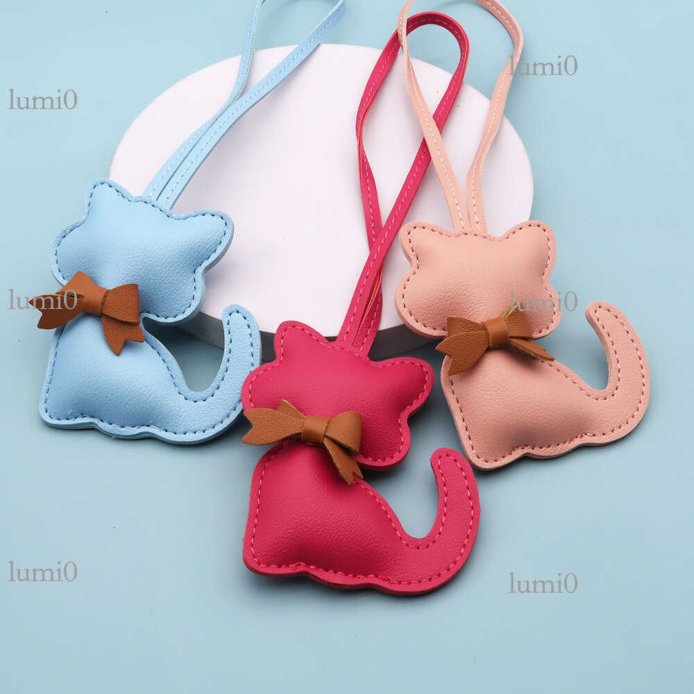 New PU Leather Pendant Bow Cute Cartoon Animal Kitten Women's Bag Decoration Small Gift