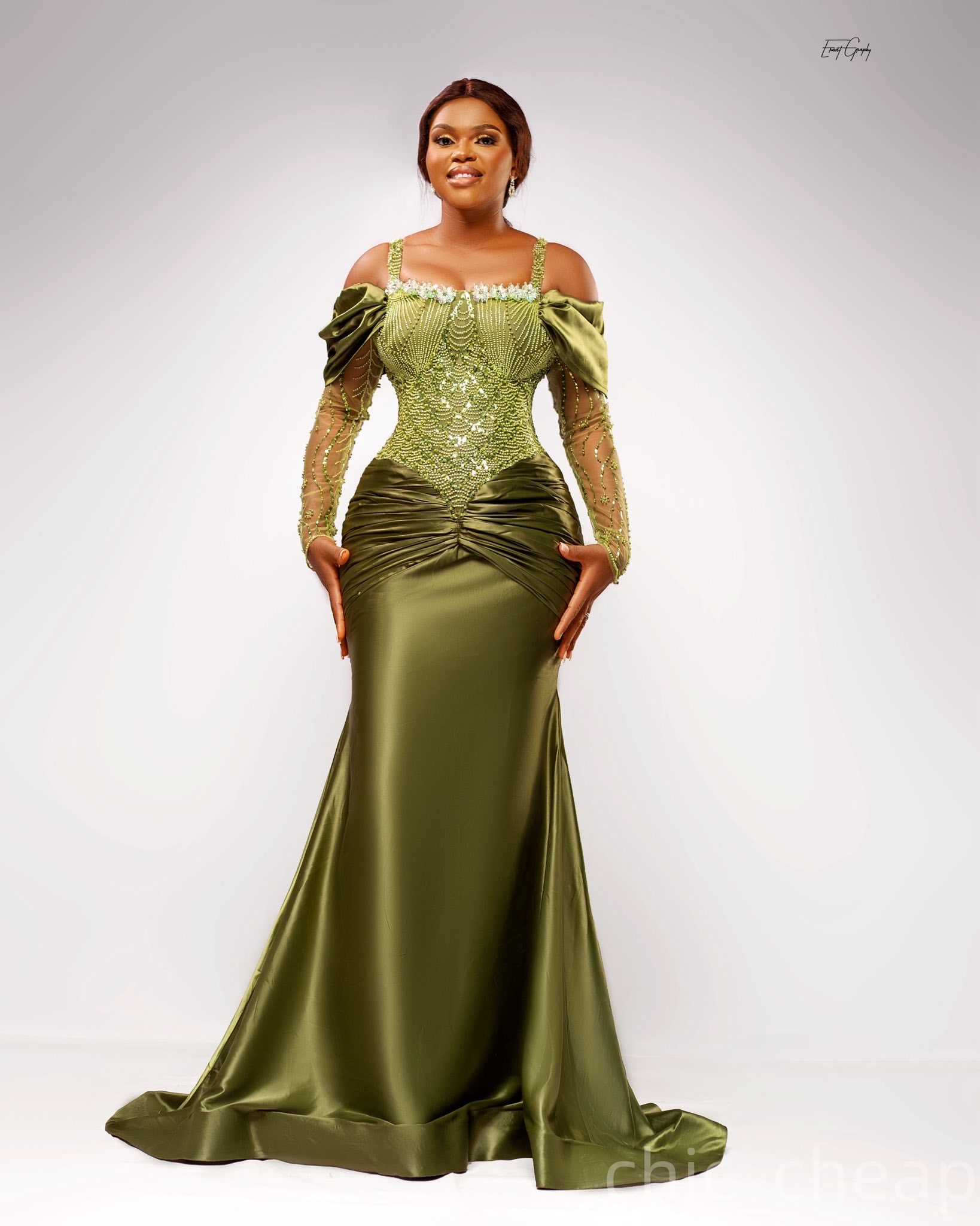 Olive Green Mermaid Prom Dresses 2025 Sequined Satin Spaghetti Evening Formal Party Second Birthday Engagement Gowns Plus Size Dress For Special Occas