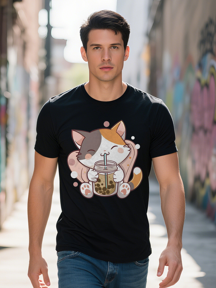 s Crew Neck T Shirt with Adorable Cat Graphic Print Soft Fabric Short Sleeve Style Perfect Gift for Men Summer